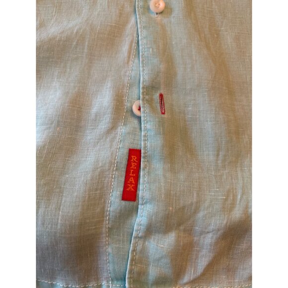 Tommy Bahama Relax Light Aqua Long-Sleeve Linen Button-Up Shirt L Coastal Beach - Picture 4 of 6
